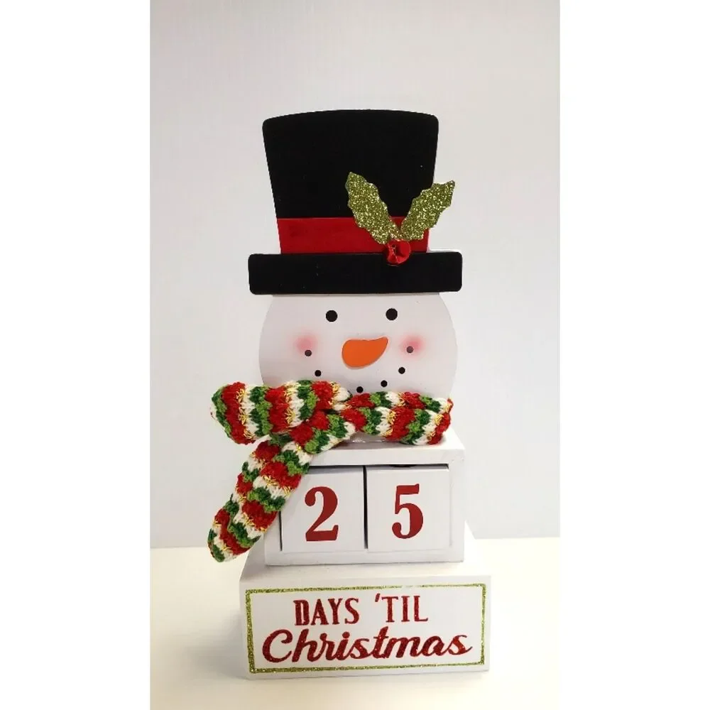 Snowman Days Til Christmas with Countdown Blocks